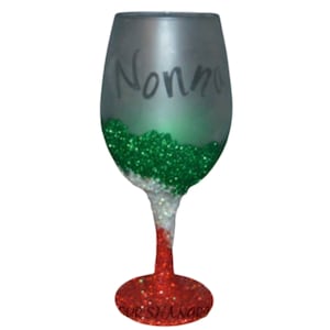 Cute Personalized Wine Glasses for 2 w/glitter bottom. Initial on the front  w/short saying on the back. Choose your colors. Great Gift Idea!