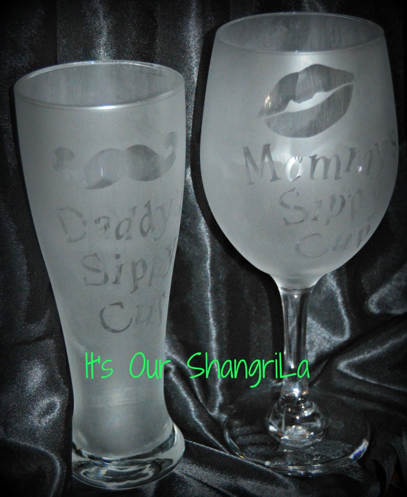 Wine Glass Beer Glass for Mom & Dad Etched Etsy