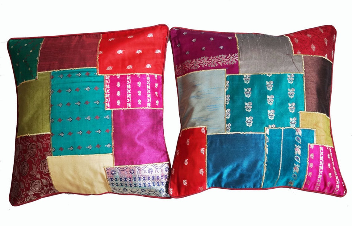 Recycled Sari Art Throw Ethnic Boho Decorative Cushion Cover - Etsy UK