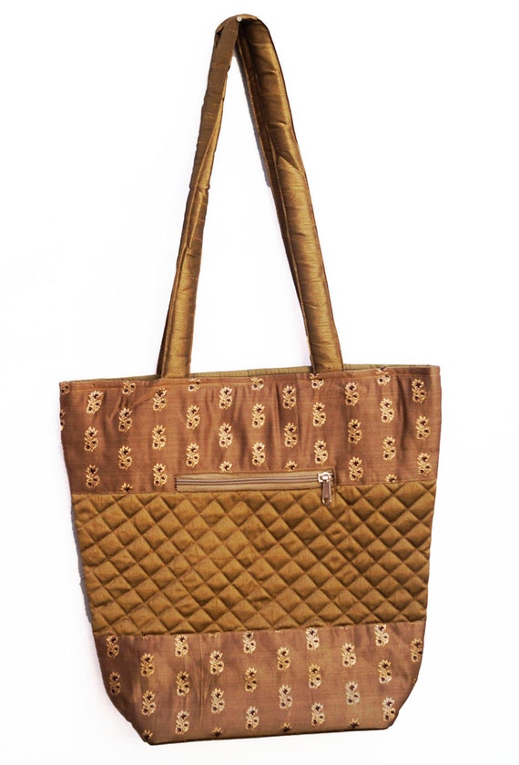 Shopping Bags Christmas Bag ! colorful tote bag Silk Quilted bag recycled Recycled Sari Everyday Bag sari reclaimed