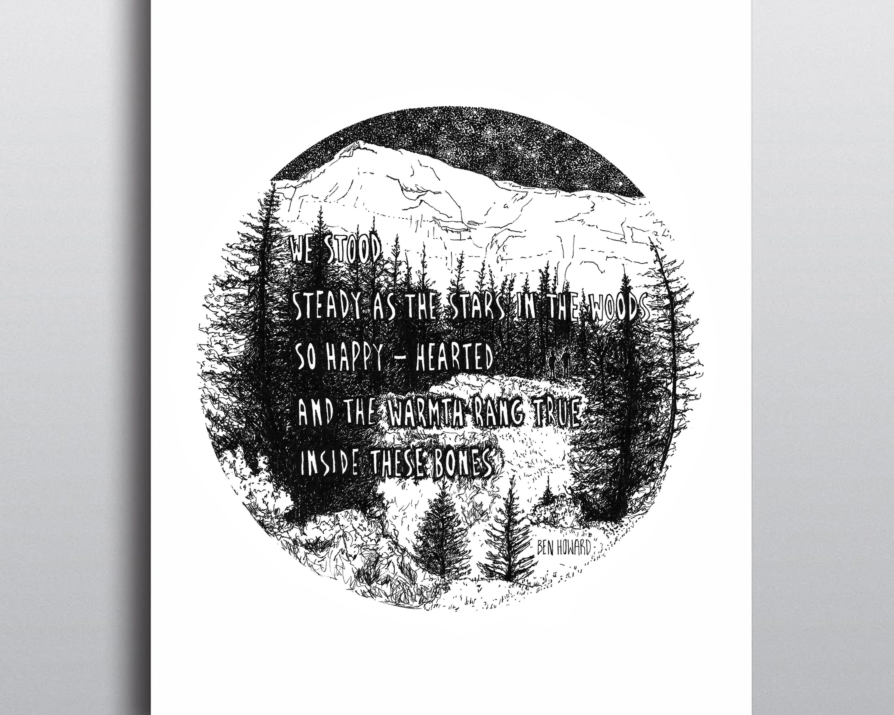 Old Pine Ben Howard Art Print Music Lyrics Mountain Etsy
