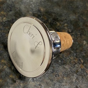 Custom Engraved Nickel Plated or Crystal Wine Stopper: Personalized Wedding, Anniversary, Housewarming, Bridesmaid Gift