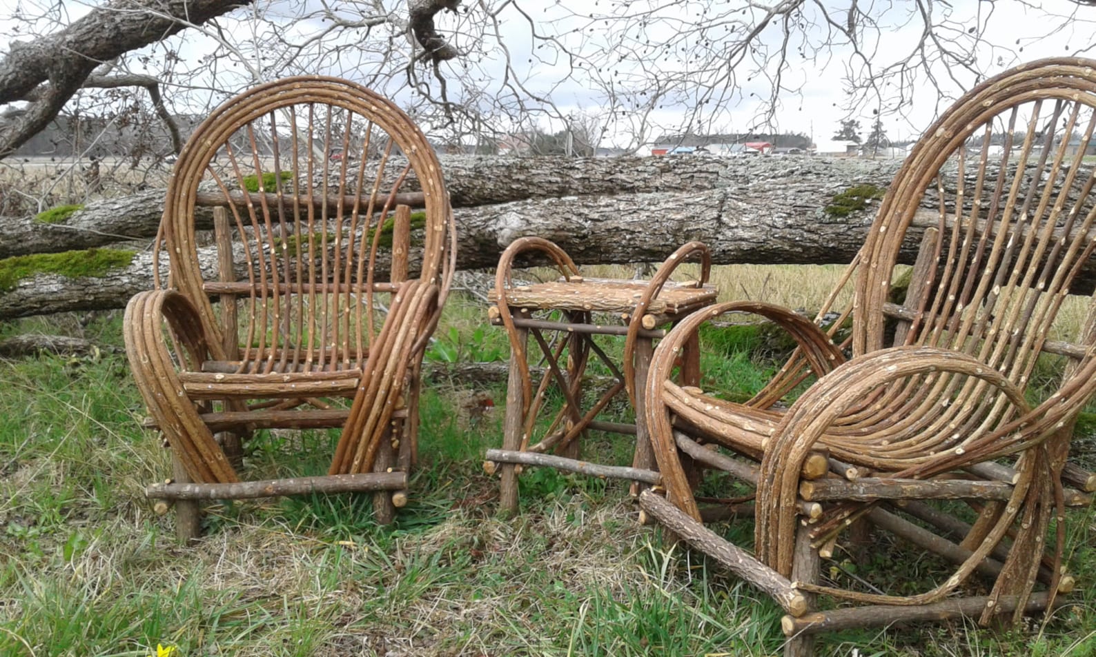 Matching Pair of Willow Rockers and End Table Etsy