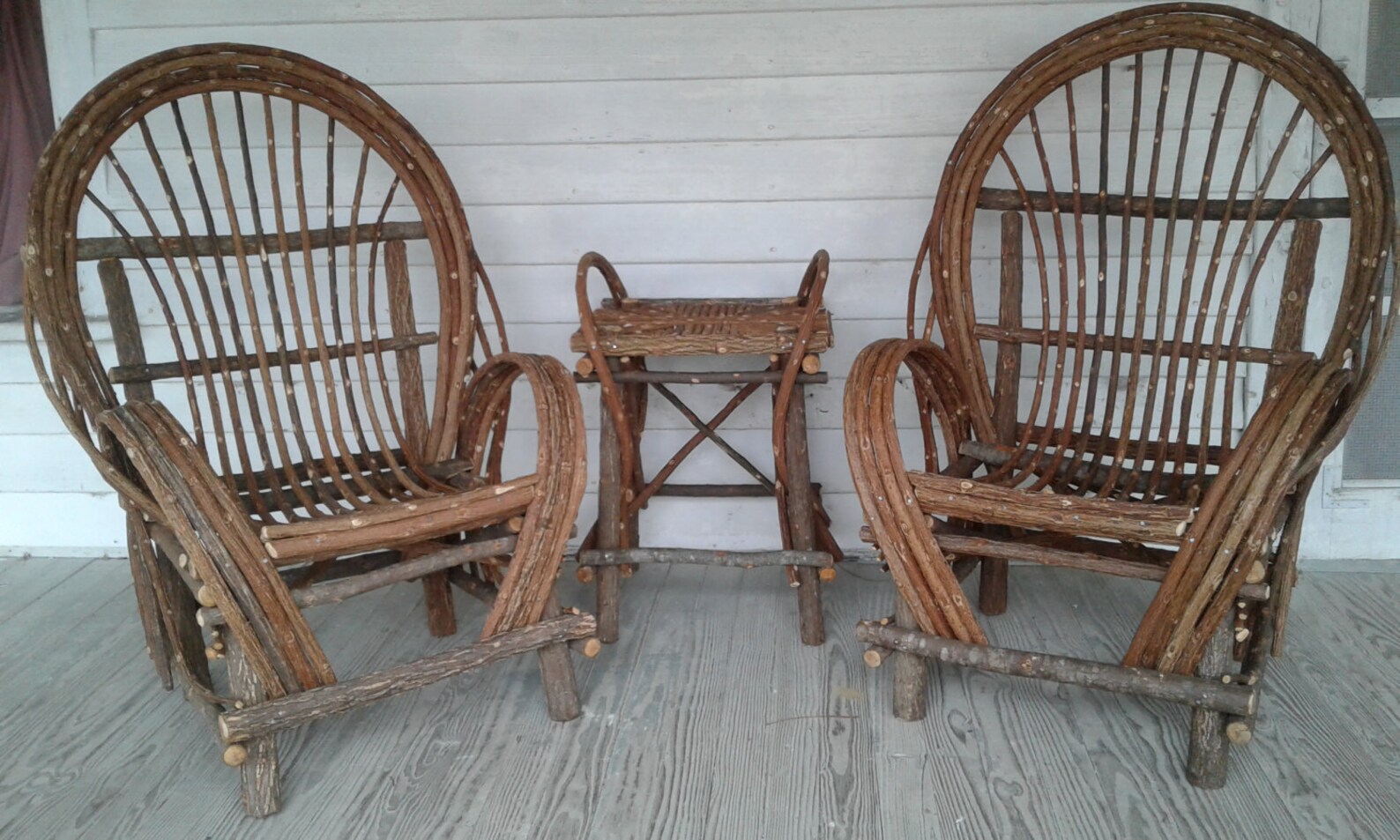 Matching Pair of Willow Rockers and End Table Etsy
