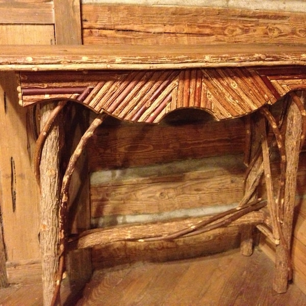 Willow console table with beautiful spalted maple top