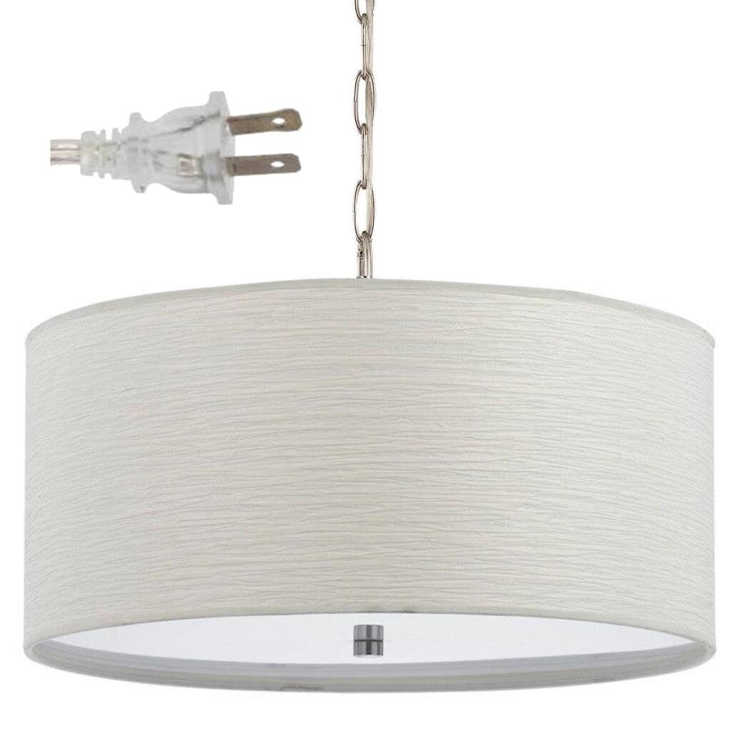 White Drum Plug In Pendant Light Swag Lamp Chandelier Simple Pendant Light Swag Lamp Chandelier, How To Swag A Lamp