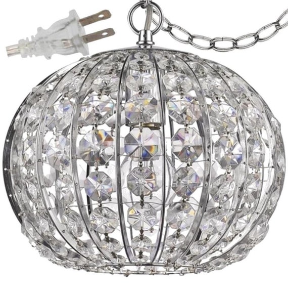 antique mid century lamp with hanging crystals