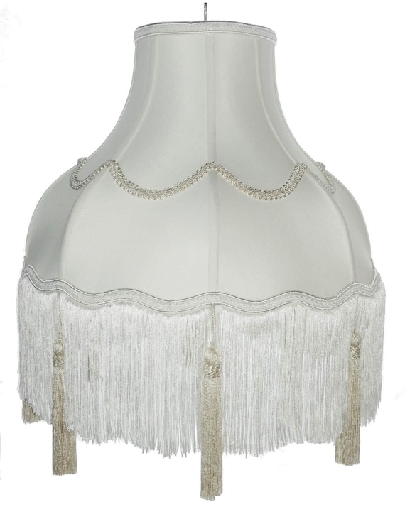Art Deco Victorian Silk Lamp Shade Handcrafted Shantung Exotic Art Deco Victorian Silk Lamp Shade, Vintage Lamp Shade Tassels