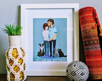 Custom Couple Portrait, Personalized Portrait, Anniversary Gift, Family Portrait, Couple Illustration, Gift Ideas, Wedding Gift, Digital