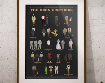 The Films of The Coen Brothers poster (An Illustrated Guide) [Big Lebowski poster; Fargo; O Brother Where Art Thou, No Country For Old Men]