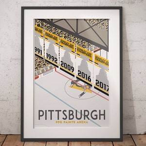 Vintage Inspired Pittsburgh Travel Poster PPG Paints Arena Pittsburgh Penguins Stanley Cup poster image 1