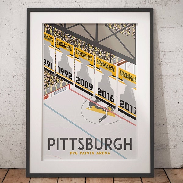 Vintage Inspired Pittsburgh Travel Poster - PPG Paints Arena (Pittsburgh Penguins Stanley Cup poster)