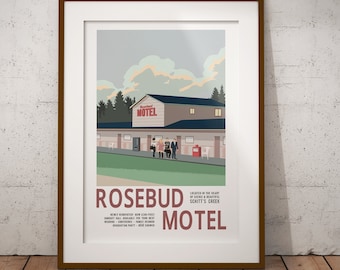 Schitt's Creek poster (Rosebud Motel ad) [alternative TV poster; vintage style poster; illustrated Schitt's Creek poster]