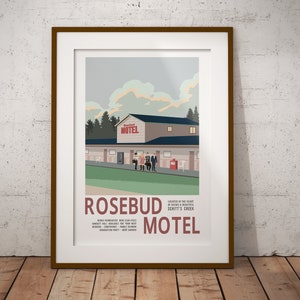 Schitt&#39;s Creek poster (Rosebud Motel ad) [alternative TV poster; vintage style poster; illustrated Schitt&#39;s Creek poster]