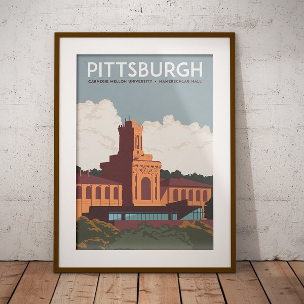Vintage Inspired Pittsburgh Travel Poster (Carnegie Mellon University) [Vintage Pittsburgh Art]