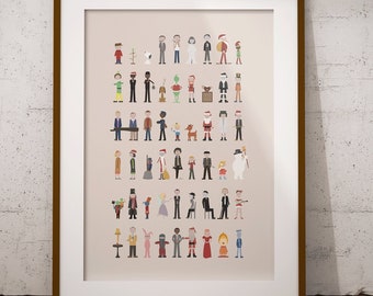 Christmas in 54 Characters poster (Elf, A Christmas Story, Die Hard, Home Alone, Rudolph, Frosty, Christmas Vacation poster)