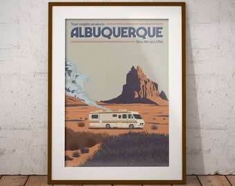 Vintage Inspired Breaking Bad Travel Poster (Visit Albuquerque) [alternative movie and TV poster; illustrated television poster]