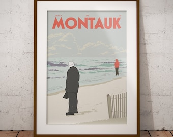 Vintage Inspired Montauk Travel Poster (Eternal Sunshine of the Spotless Mind movie poster; Eternal Sunshine art; "Meet Me in Montauk")