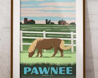 Pawnee Travel Poster: Parks and Recreation Vintage Art Print