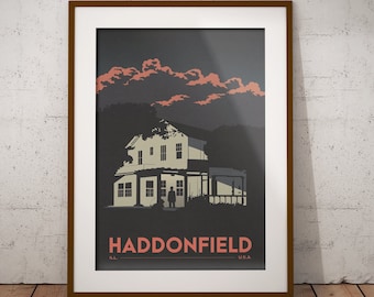 Vintage Inspired Haddonfield Travel Poster (Halloween movie poster) [alternative movie poster; Michael Myers poster]