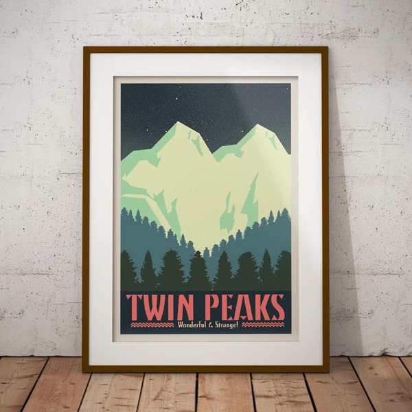 Twin Peaks poster (vintage inspired travel poster; alternative poster; minimalist poster)