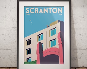 The Office Vintage Inspired Scranton Travel Poster (The Office poster; Michael Scott poster; Dunder Mifflin poster)