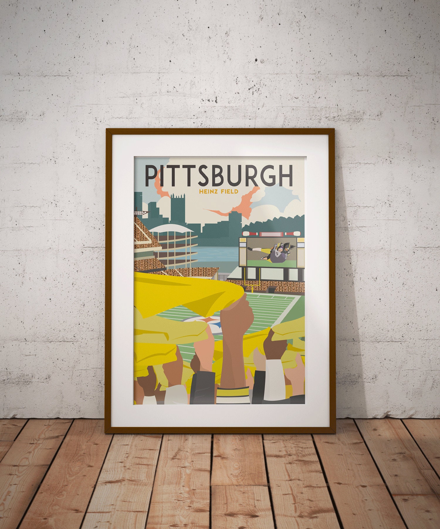 Vintage Inspired Pittsburgh Travel Poster (Heinz Field, Pittsburgh St…