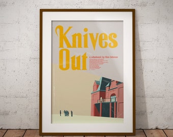 Knives Out poster (Rian Johnson, 2019) [alternative, book cover style movie poster; minimalist movie poster; vintage syle movie poster]