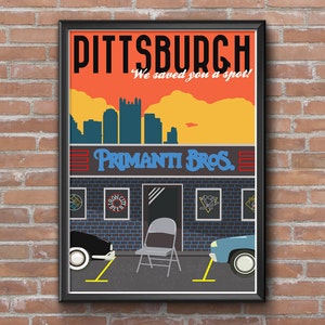 Vintage Inspired Pittsburgh Travel Poster (Parking Chair)