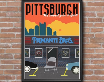 Vintage Inspired Pittsburgh Travel Poster (Parking Chair)