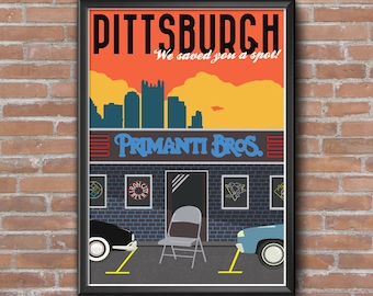 Vintage Inspired Pittsburgh Travel Poster (Parking Chair)