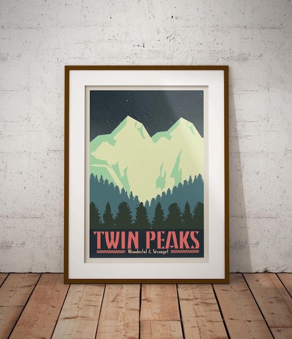 Twin Peaks poster (vintage inspired travel poster; alternative poster; minimalist poster)