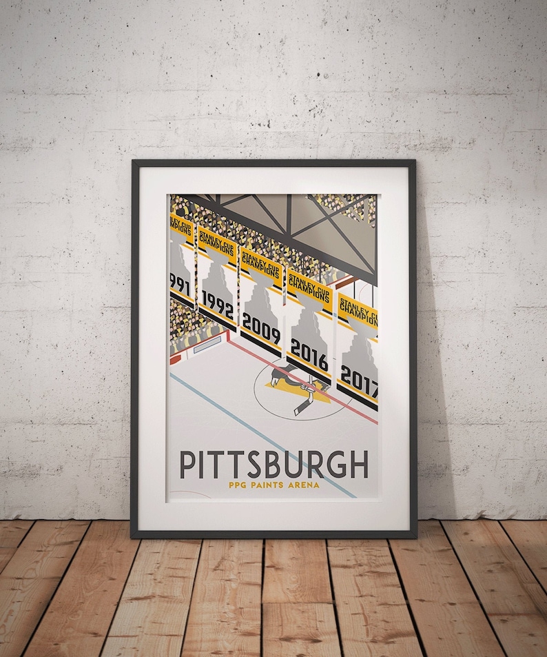 Vintage Inspired Pittsburgh Travel Poster PPG Paints Arena Pittsburgh Penguins Stanley Cup poster image 1