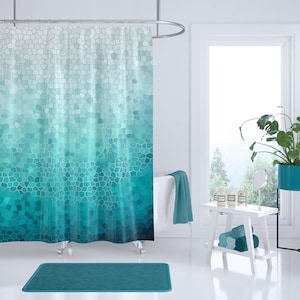 Sea Foam Shower Curtain -  Coastal Mosaic,   fabric,  aqua  ocean, waves, shore,  sea, art, coastal decor, bath, home