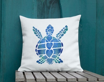 Sea Turtle Throw Pillow with insert - Premium Pillow, coastal decor