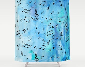 music notes shower curtain blue and black musical fabric curtain beautiful decor for musicians singers composers bathroom home - Musical Shower Curtains music notes shower curtain blue and black musical fabric curtain beautiful decor for musicians singers composers bathroom home - Musical Shower Curtains