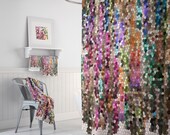 Jewel Tone Mosaic Shower Curtain Set - colorful, ruby, amethyst, jade, garnet shower curtain, shower set, extended sizes available