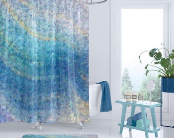 Frosted Glass Look Impressionist Art Fabric Shower Curtain