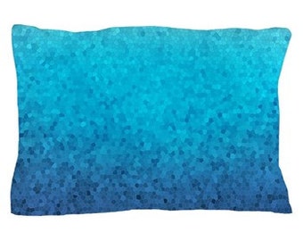 Sea Glass Pillow Case - blue teal mosaic,  bedroom decor, art, curate the bedroom