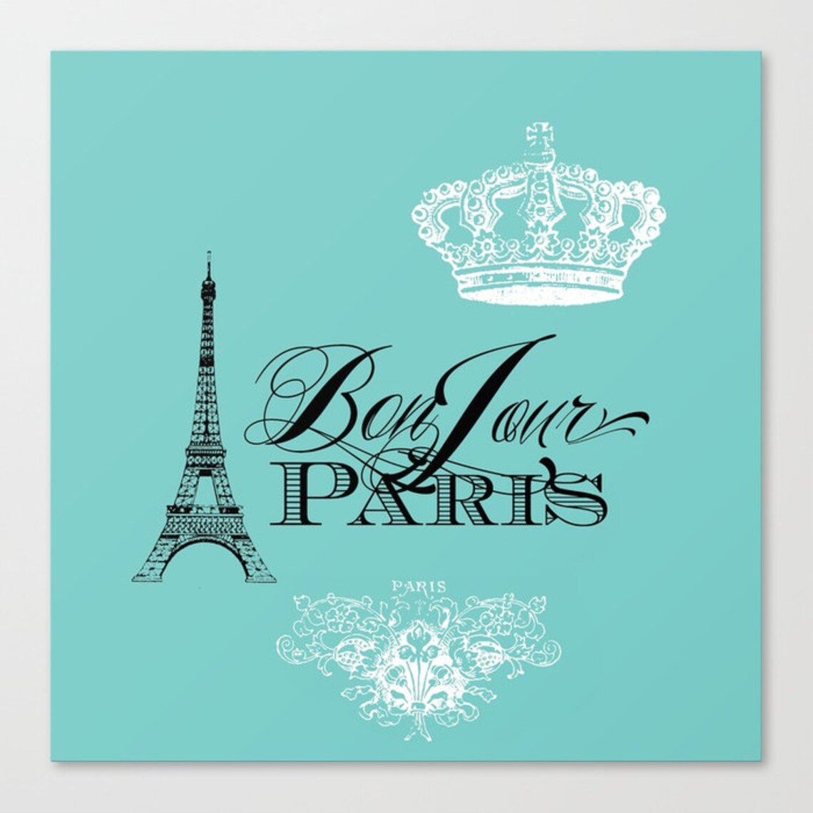 Paris France Teal Shower Curtain Chic French Crown Eiffel - Etsy
