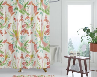 Fairy Garden Floral Fabric Shower Curtain for spring