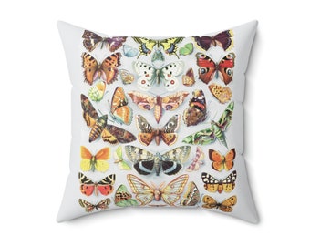 Vintage Butterflies on light gray Faux Suede Square Pillow - butterfly illustrations