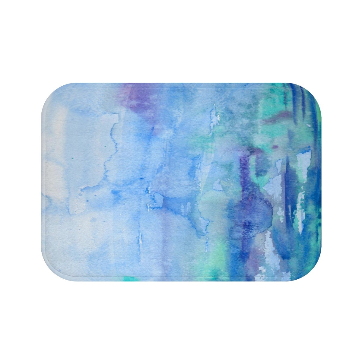 Watercolor Blue Bath Mat Coastal Blue Bathroom - Etsy