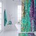 Beautiful Shower Curtain -  Teal and purple Mosaic,  unique fabric , teal, purple, colorful, bathroom decor, art for the bathroom 