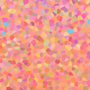 K&ouml;nnte beinhalten: Abstrakter Hintergrund mit einem Mosaik aus kleinen, bunten, unregelm&auml;&szlig;igen Formen. Die Formen sind haupts&auml;chlich in den Farben Rosa, Orange, Gelb und Blau gehalten.