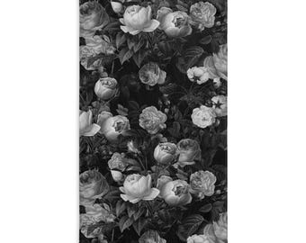 Black and White Floral Hand Towel: Soft Absorbent Kitchen Decor