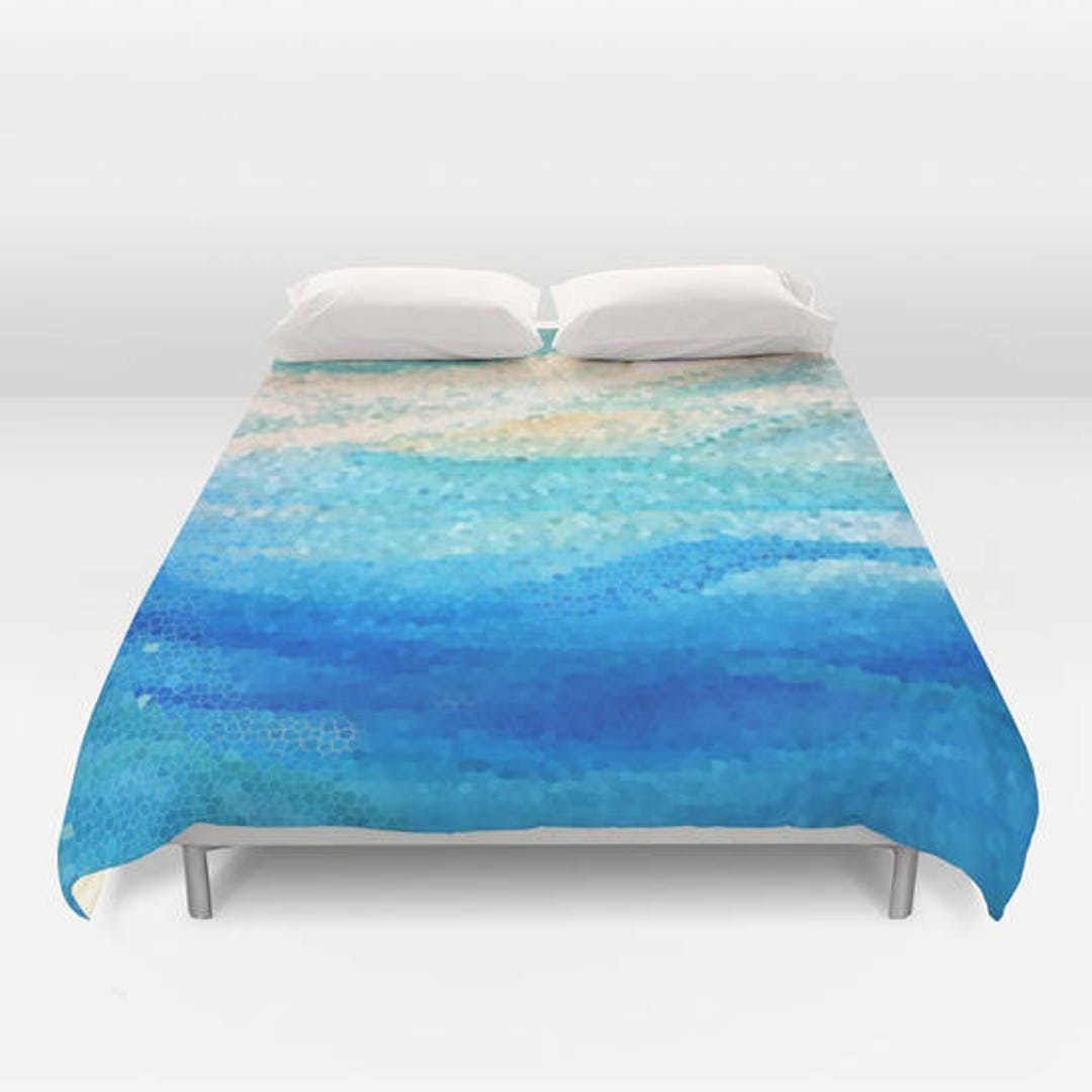 Coastal Duvet Cover or Comforter sun Sand Surf Beach Mosaic Wave