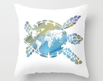 Sea Turtle Throw Pillow: Mother Earth Coastal Decor
