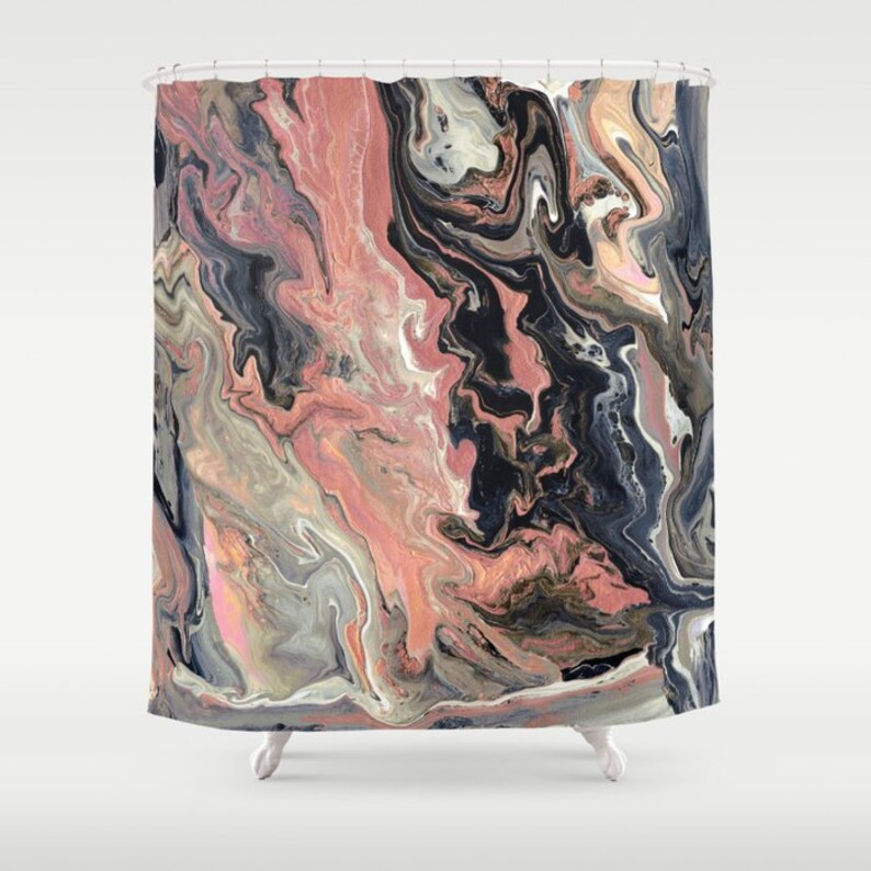 Rose Gold Marble Shower Curtain Gold Vein paint pouring Etsy.de