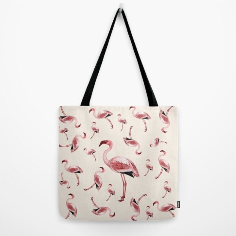 book bag Flamingo Party book bag travel bag animal illustration Pink Flamingo Tote Bag print accessories
